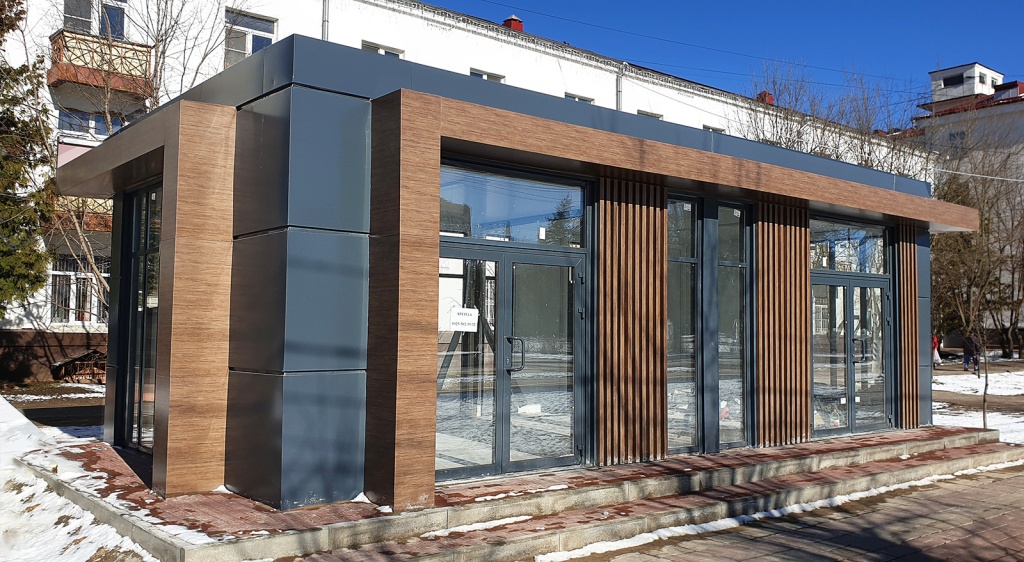 Торговые павильоны из композитных панелей от МодульДом Павильон с фасадом из композитных панелей